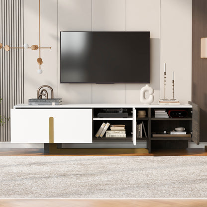 VIBE HAUS  66.7 Light Luxury TV Stand For TVs Up To 70 Inches, Modern TV Cabinet With Metal Legs, 1 Drawer, 2 Cabinets And Adjustable Shelves For Living Room