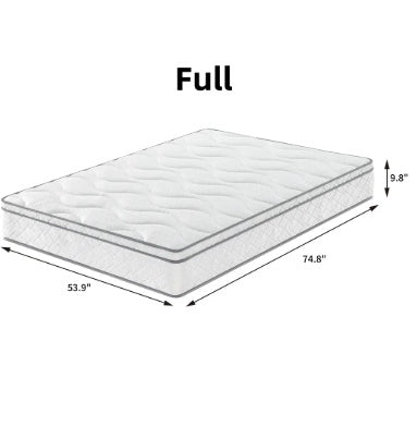 Full Size Mattress,10 Inch Hybrid Mattress In A Box With Gel Memory Foam,Individually Wrapped Pocket Coils Innerspring For Breathable And Durable Support, Made In USA, CertiPUR-US Certified