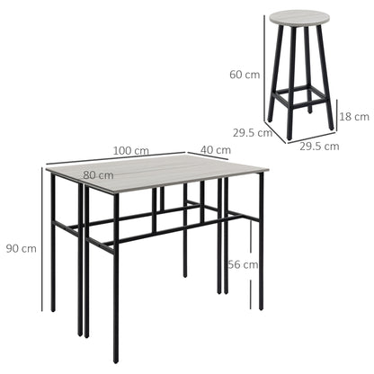 6-Piece Bar Table Set, 2 Breakfast Tables With 4 Stools, Counter Height Dining Tables & Chairs For Kitchen, Living Room, Grey