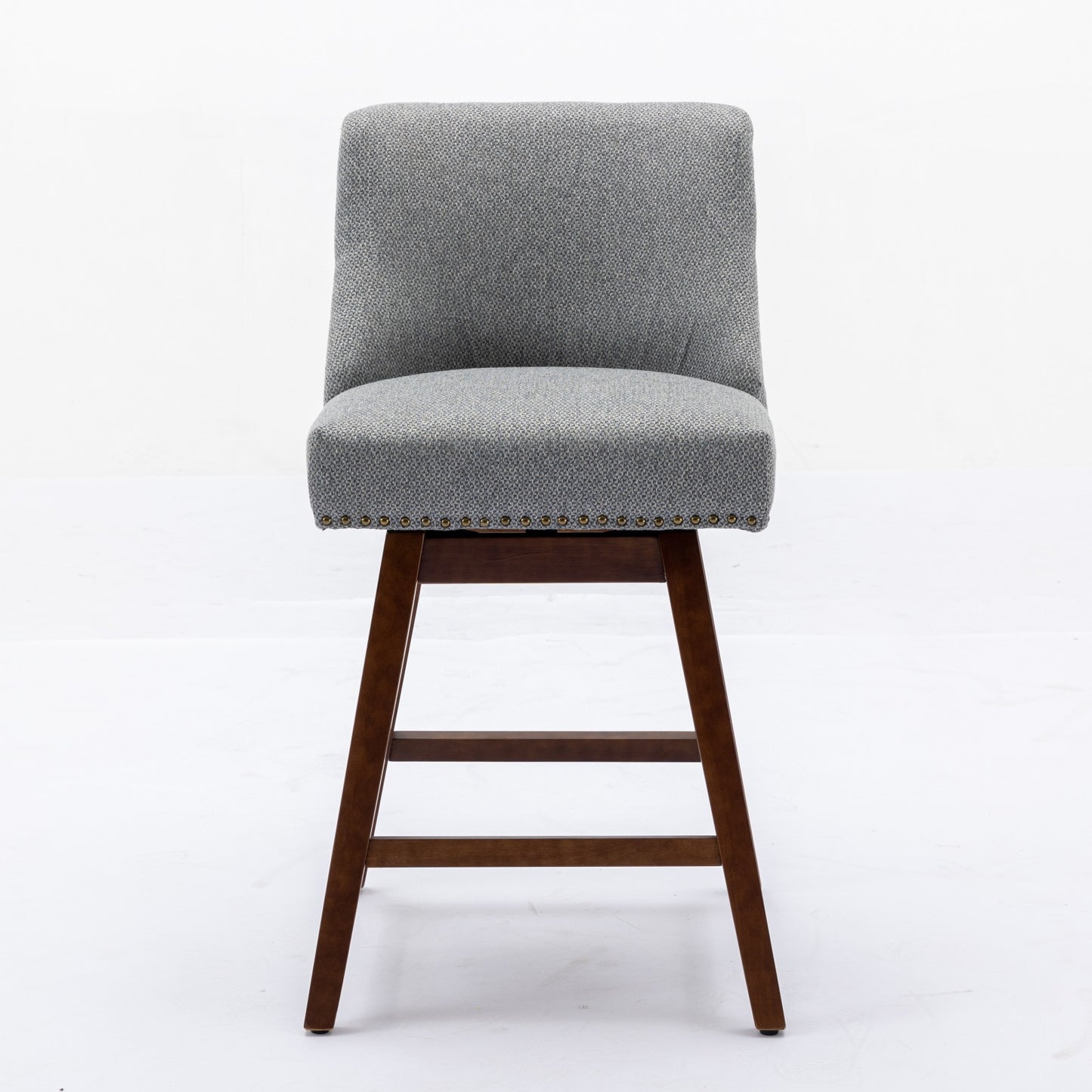 Counter Height Swivel Barstools, 26'' H Seat Height Upholstered Bar Stools Set Of 2, Fabric In Gray