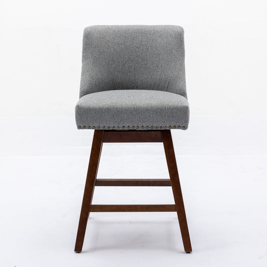 Counter Height Swivel Barstools, 26'' H Seat Height Upholstered Bar Stools Set Of 2, Fabric In Gray