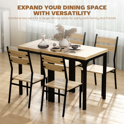 3 Piece Dining Table Set for 2, Modern Kitchen Table and Chairs, Dining Room Set for Breakfast Nook, Light Wood Grain