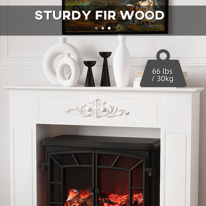 Modern Fireplace Mantel, Freestanding Fireplace Surround with Leg for Electric Fireplaces, 44.7" W x 40" H, White