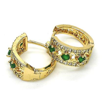 RMZ GOLD NYC 14k Gold Lab Created Emerald Hoop Earring Earrings