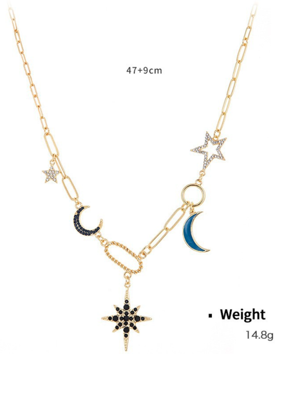 Modern mystical coin-set diamond relief small pendant bib necklace