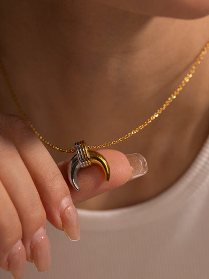 Modern gold and silver color matching moon personality pendant necklace earrings