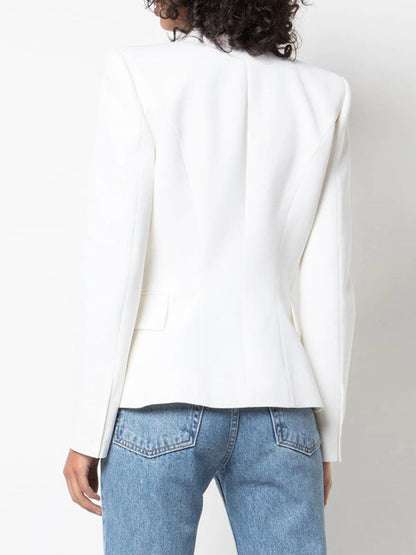 Women's Short Double-Breasted Blazer - Long Sleeve - Multiple Colors