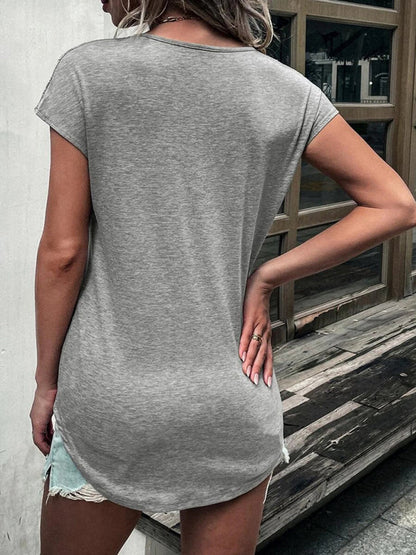 Lace Detail V-Neck Tank Top Cotton Blend Women's Sleeveless Tee