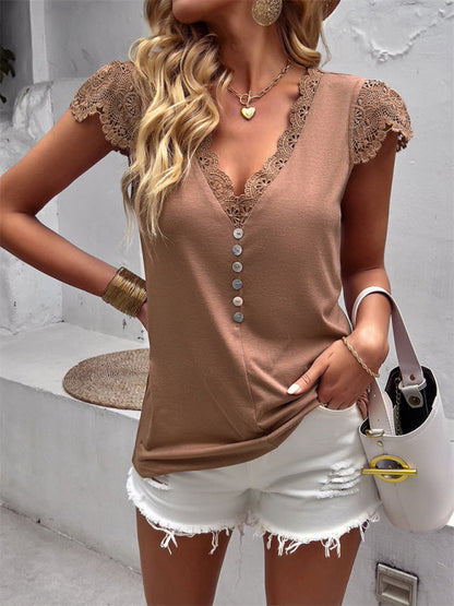Modern Flying Sleeve V-Neck Knitted Sweater Top