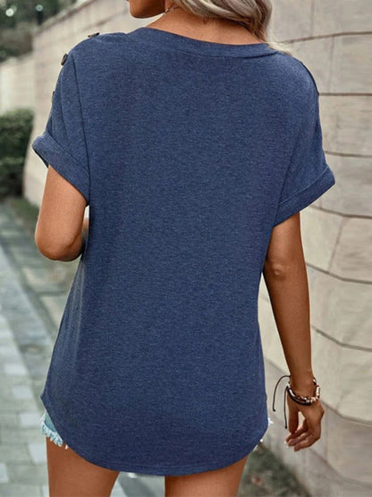 Button Front V-Neck Tank Top Sleeveless Women's Blouse
