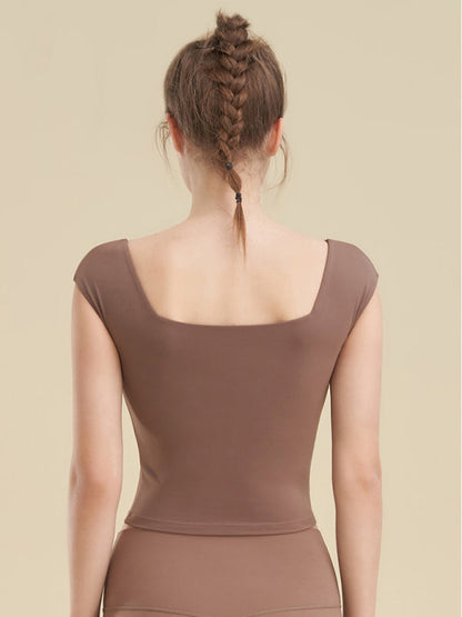 Women's Square Neck Sports Tight Tank Top for Yoga