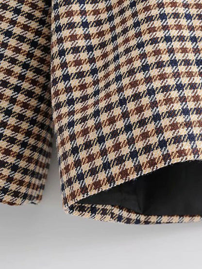 Women's Plaid Blazer Jacket - Cotton Blend - Multiple Colors