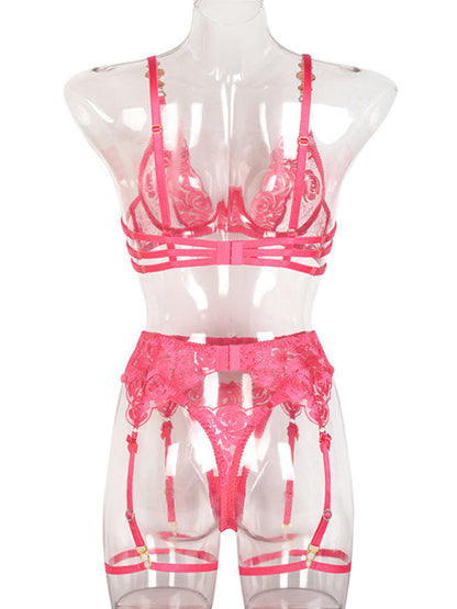 Modern embroidered bra retro decorative sexy push-up underwear set