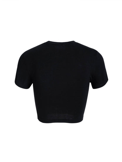 Y2K solid color slim fit cropped short-sleeved top