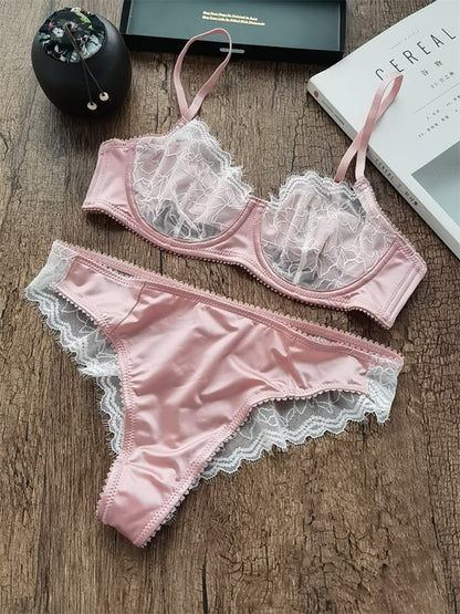Women's Modern Sexy Lace Underwear Ultra-Thin Push-Up Bra Set
