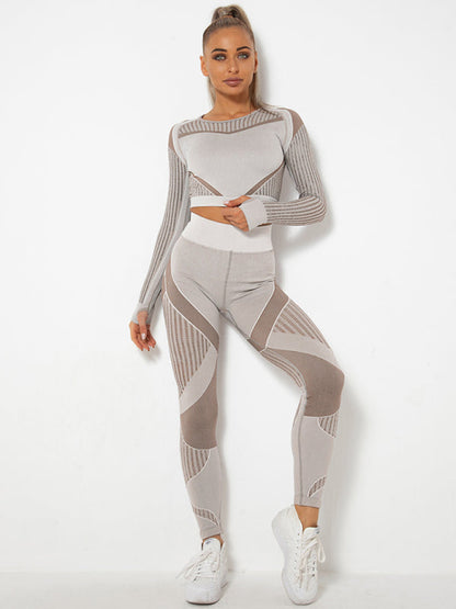 Women's Seamless Yoga Set - Quick-Dry Long Sleeve & Leggings
