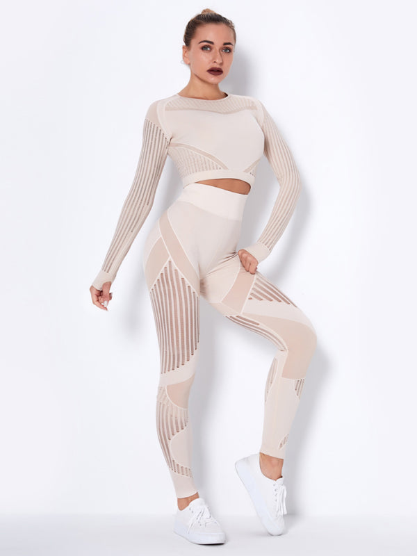 Women's Seamless Yoga Set - Quick-Dry Long Sleeve & Leggings