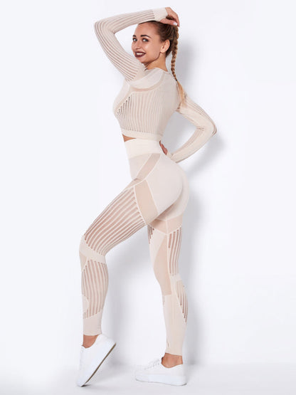 Women's Seamless Yoga Set - Quick-Dry Long Sleeve & Leggings
