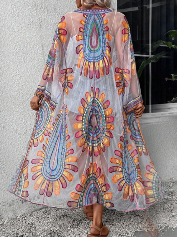 Modern Beach Skirt Casual Vacation Lace Cardigan Bikini Swimsuit Cover-Up Sun Protection Wear