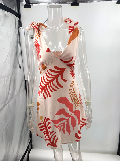 Modern women's sexy printed short dress