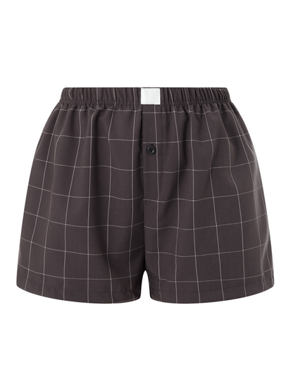 High Waist Wide Leg Plaid Shorts - Vintage Casual Summer Shorts