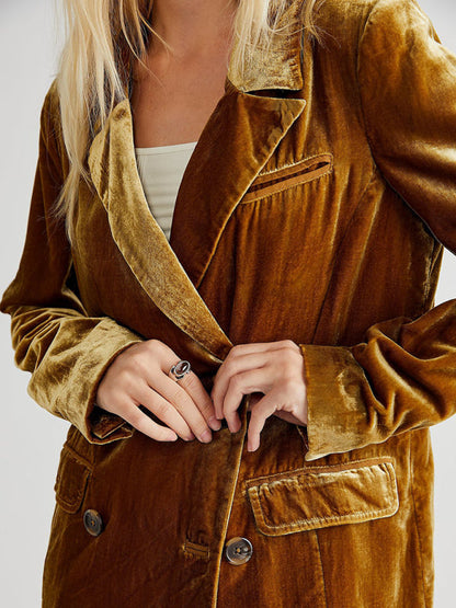 Women's Velvet Split Blazer - Lapel Collar - Multiple Colors - Autumn Winter