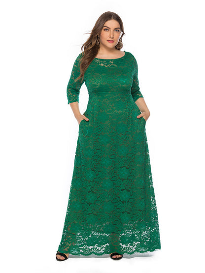 Plus size women's new elegant lace dress