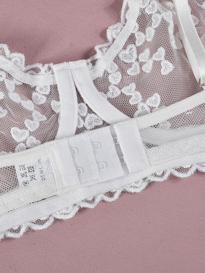 Embroidered lace-up waist-slimming multi-layered mesh skirt underwear set