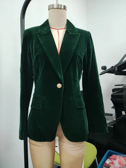 Women's Velvet Suit Jacket - Slim Fit - Multiple Colors - Four Season
