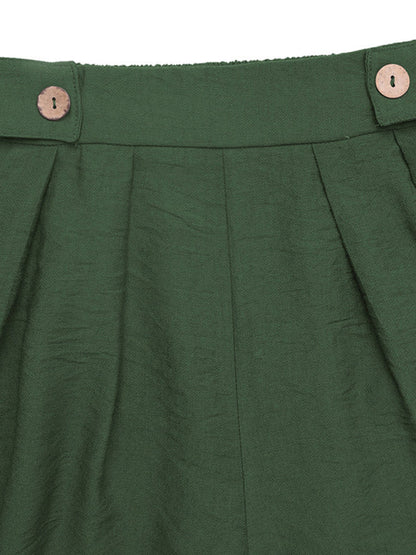 High Waist Wide Leg Casual Shorts with Pockets