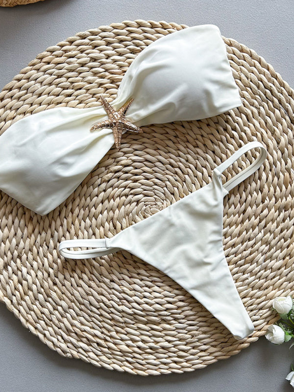 Starfish solid color bandeau bikini