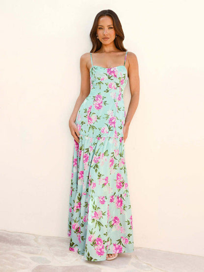 Sexy backless suspender bohemian seaside holiday dress