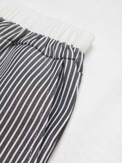Contrast color striped casual trousers