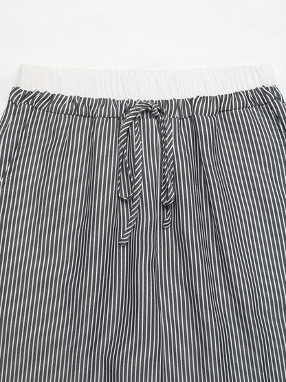 Contrast color striped casual trousers