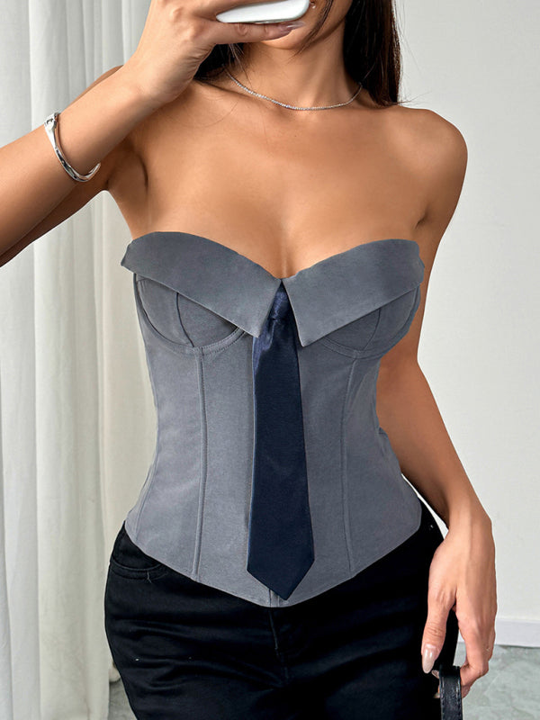 Wrap Tie Vest - Solid Color Knit Top