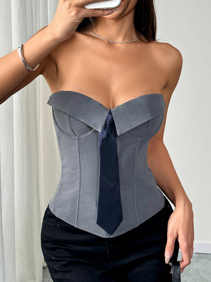 Wrap Tie Vest - Solid Color Knit Top