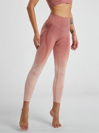 Women's Gradient Tie-Dye Seamless Yoga Set - Two-Piece Athletic Wear