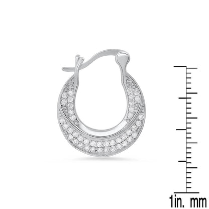 Ladies Sterling Silver And Simulated Diamond Mini Door Knocker Earrings