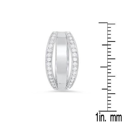 Ladies Sterling Silver And Simulated Diamonds Layered Huggies Earrings