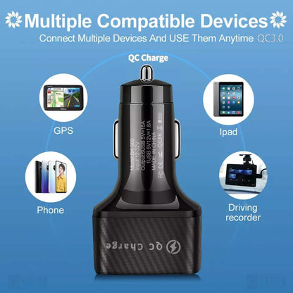 PBG LED 6-Port Car Charger and 10FT XL Zebra Lightning Cable Combo