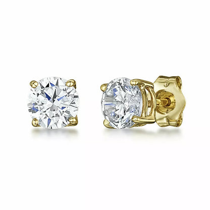 Gold Sterling Silver Stud Earrings Cubic Zirconia Men Women 2PC Earrings Set