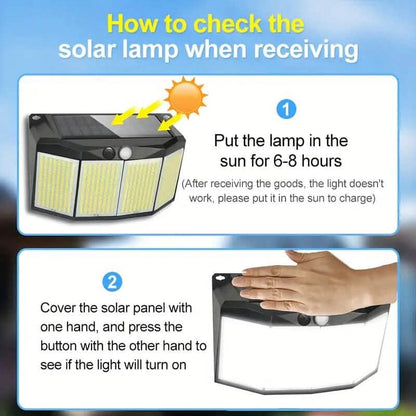 Solar Lights Outdoor 576 LED with Lights Reflector and 3 Lighting Modes