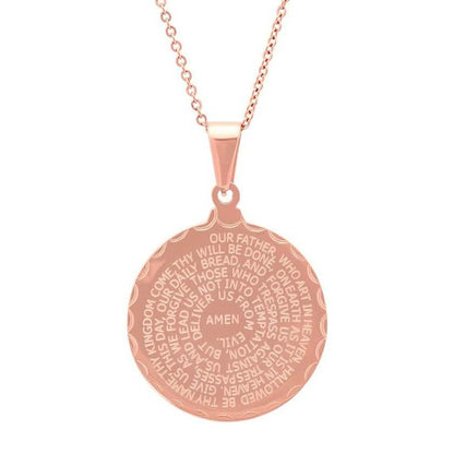Stainless Steel Lord's and Serenity Prayer Pendant for Women