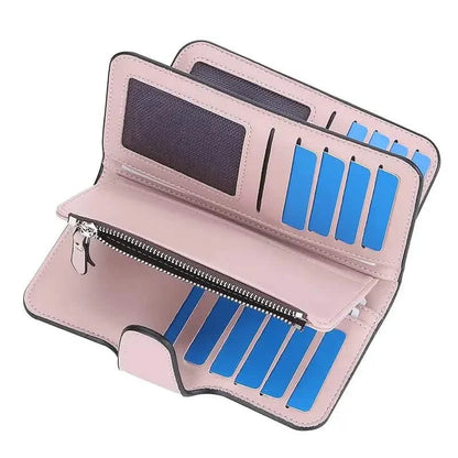 Women's Fashion Faux Leather Wallet with Card Slots & ID Window