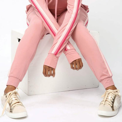 Women's Lightweight Elastic Sweat Pants Varsity Joggers with Drawstring Tie